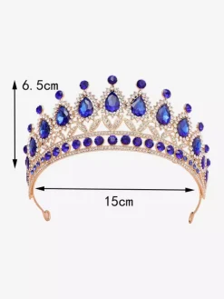 Womens Crown Tiaras Vintage Jewelry Alloy Crystal Synthetic Gemstones Headwear