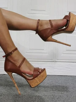 Women's Double Straps Platform Sexy Heels