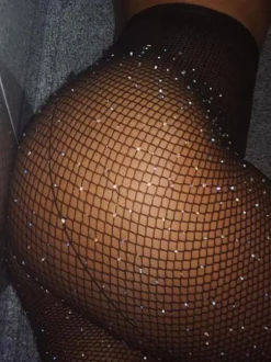 Women Sexy Tights Black Rhinestones Hosiery Lingerie