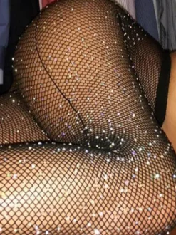 Women Sexy Tights Black Rhinestones Hosiery Lingerie