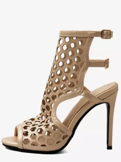 Women's Gladiator Sandals Women's Peep Toe Cut Out Buckle Detail Sandal Shoes