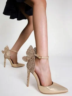 Women's Glitter Butterfly Sparkly Evening Heels