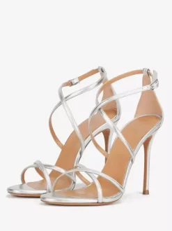 Women's Heel Sandals Metallic Round Toe Stiletto Heel Party Shoes