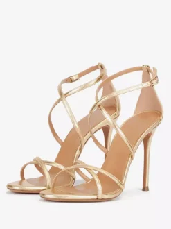 Women's Heel Sandals Metallic Round Toe Stiletto Heel Party Shoes