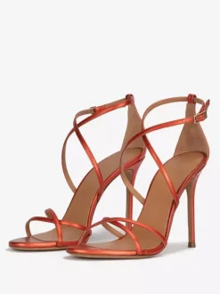 Women's Heel Sandals Metallic Round Toe Stiletto Heel Party Shoes