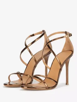 Women's Heel Sandals Metallic Round Toe Stiletto Heel Party Shoes
