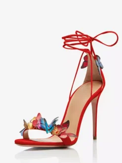 Women's Heel Sandals Open Toe Stiletto Heel Butterfly Detail Lace Up Prom Shoes