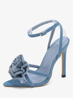 Women's Heel Sandals Pointed Toe Stiletto Heel Textile Sandals