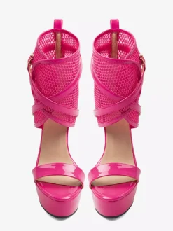 Women's High Heel Sandals Platform Mesh Open Toe Ankle Strappy Sandal Shoes