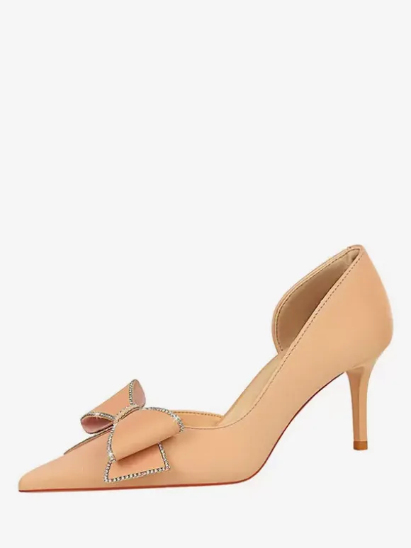Women's High Heels Bows Elegant Pumps Pointed Toe Stiletto Heels