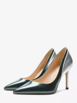 Women's High Heels Pointed Toe Patchwork Slip On Pumps