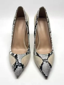Women's High Heels Pointed Toe Suede Snake Pattern Slip On Pumps