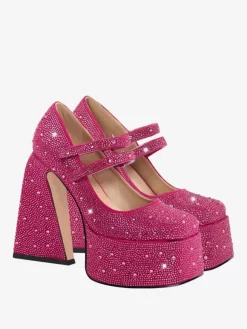 Women's High Heels Rhinestones Platforms Chunky Heel Pumps