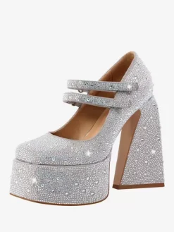 Women's High Heels Rhinestones Platforms Chunky Heel Pumps