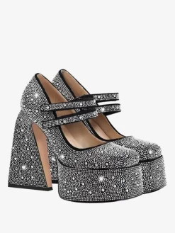 Women's High Heels Rhinestones Platforms Chunky Heel Pumps