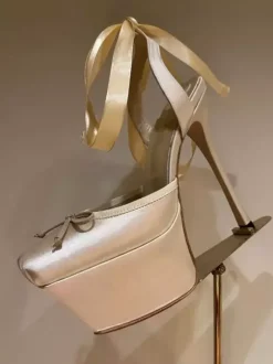 Women's High Heels Satin Platform Bow Lace Up Party Shoes 2026