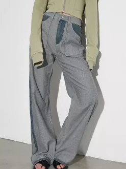 Women's Jeans Elegant Raised Waist Two-Tone Denim