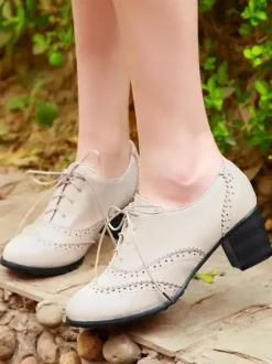 Women's Lace Up Brogues Block Heel