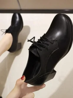 Women's Lace Up Brogues Block Heel