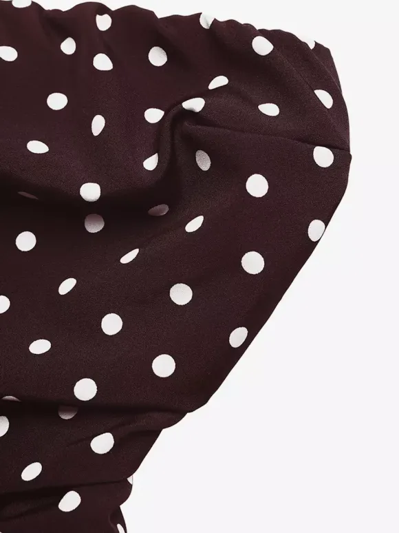 Women's Navy Blue White Polka Dot Strapless Maxi Dress High Waisted A Line Flowy Summer Dress