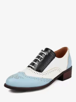 Women's Oxfords Round Toe Puppy Heel Lace Up Shoes
