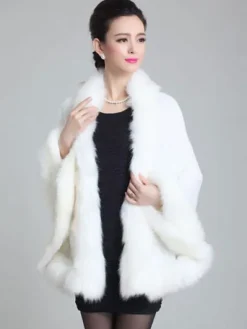 Women's Poncho Knitwear Oversized Faux Fur Coat Spring Outerwear