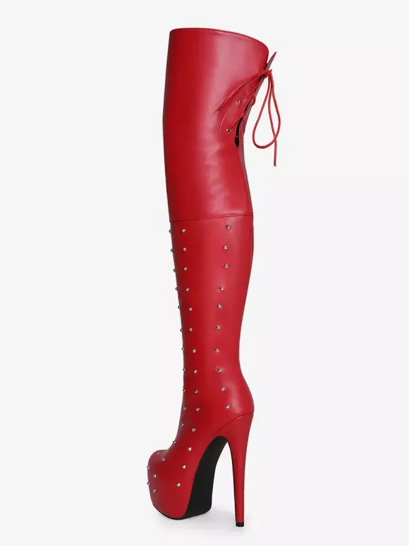 Women's Sexy Boots Platform Open Toe Beaded High Heel Unisex Over The Knee Boots