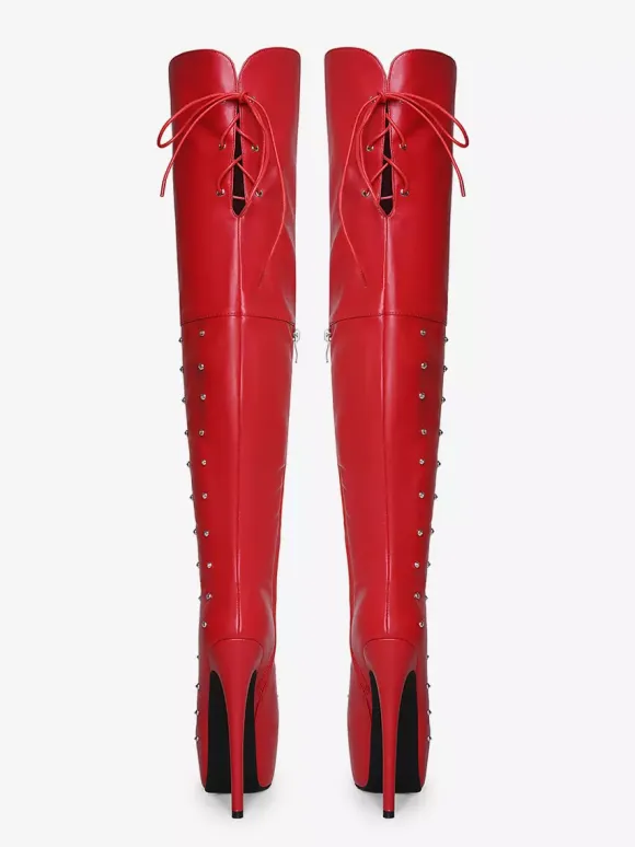 Women's Sexy Boots Platform Open Toe Beaded High Heel Unisex Over The Knee Boots