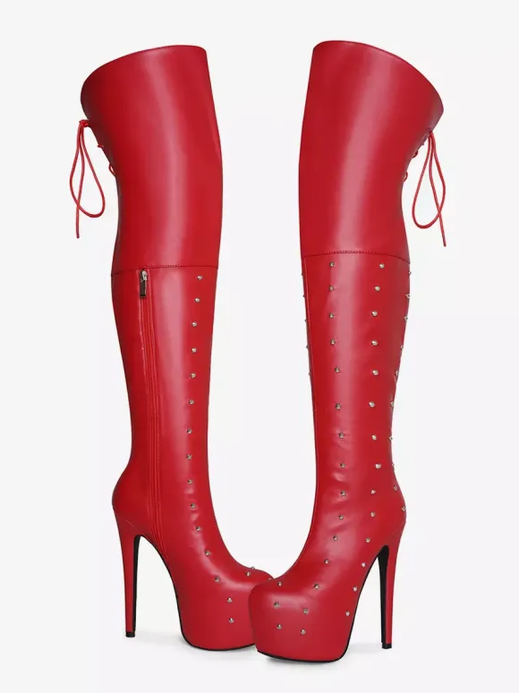 Women's Sexy Boots Platform Open Toe Beaded High Heel Unisex Over The Knee Boots
