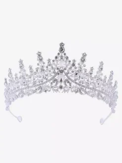 Womens Vintage Crown Tiaras Alloy Rhinestones Synthetic Gemstones Retro Headwear