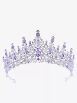 Womens Vintage Crown Tiaras Alloy Rhinestones Synthetic Gemstones Retro Headwear