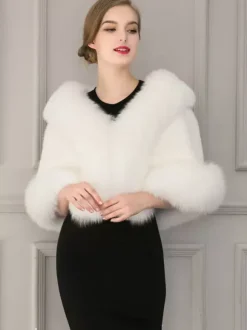 Women's Wedding White Shawl Bridal Winter Warm Cover Ups 2026