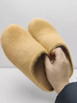 Women Winter Slippers Faux Fur Hair Round Toe slides