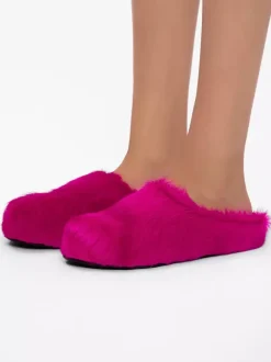 Women Winter Slippers Faux Fur Hair Round Toe slides