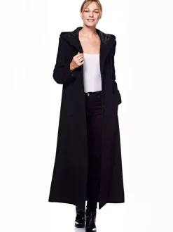 Women Wrap Coat Hooded Warmth Full Length Winter Maxi Wool Blend Coat 2026