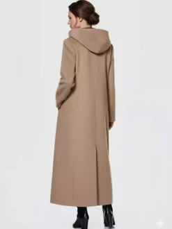 Women Wrap Coat Hooded Warmth Full Length Winter Maxi Wool Blend Coat 2026