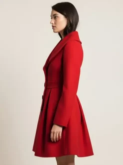Wool Blend A-line Coat With Shawl Collar And Black Buttons For Women 2026