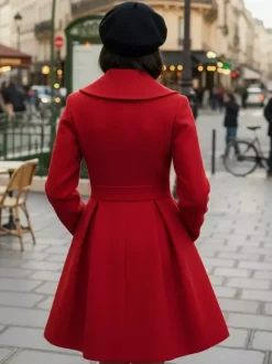 Wool Blend A-line Coat With Shawl Collar And Black Buttons For Women 2026