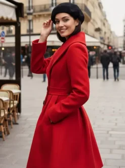 Wool Blend A-line Coat With Shawl Collar And Black Buttons For Women 2026