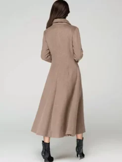 Wool Blend Coat With Cape Classic Lapel Elegant Camel Winter long Outerwear For Women 2026