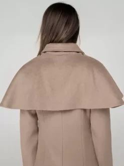 Wool Blend Coat With Cape Classic Lapel Elegant Camel Winter long Outerwear For Women 2026