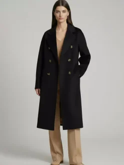Wool Cashmere Blend Vintage A-line Coat With Classic Lapel And Belt For Women 2026