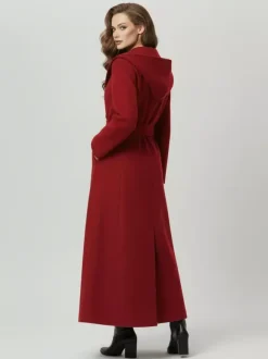 Wool Blend Maxi Hooded Coat With Double-Breasted Design For Women 2026