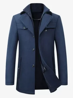 Woolen Coat for Men Long Sleeve Warm Coat Winter Wear