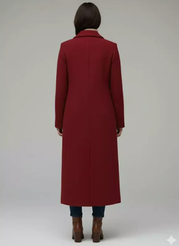 Woolen Long Straight Coat With Single-Breasted And Classic Notch Lapel For Women 2026