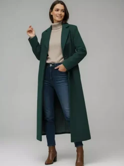 Woolen Long Straight Coat With Single-Breasted And Classic Notch Lapel For Women 2026