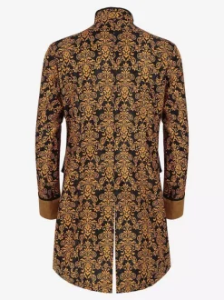 Yellow Vintage Jacquard Long Sleeves Retro Costumes For Man
