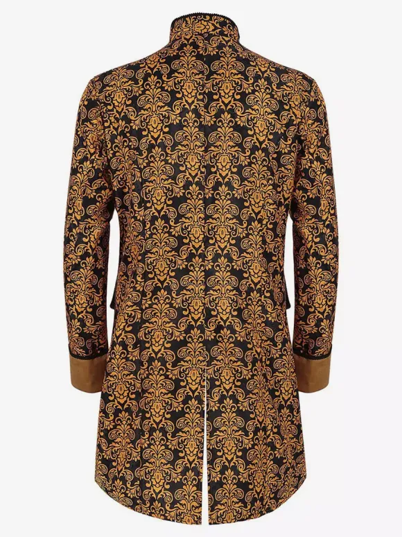 Yellow Vintage Jacquard Long Sleeves Retro Costumes For Man
