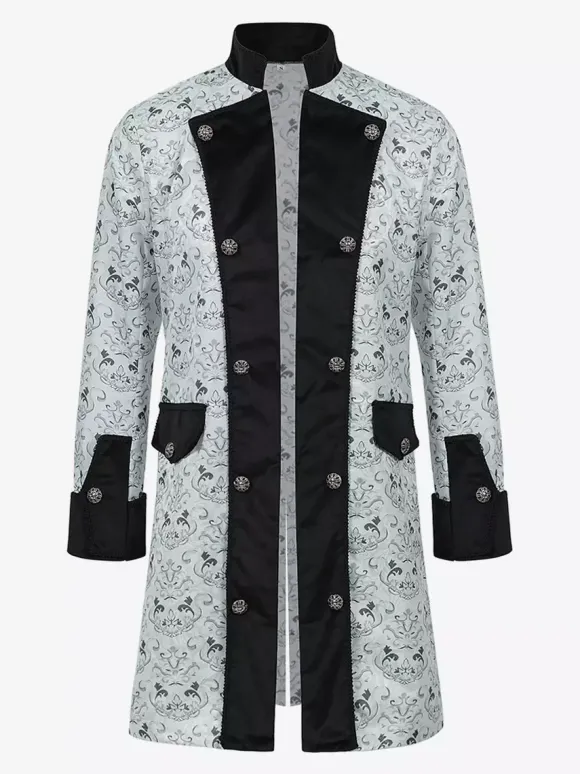 Yellow Vintage Retro Long Sleeves Polyester Polyester Fiber Overcoat Retro Costumes For Man