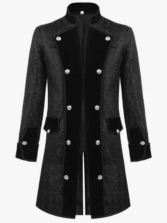 Yellow Vintage Retro Long Sleeves Polyester Polyester Fiber Overcoat Retro Costumes For Man